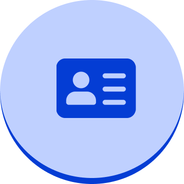 Icon of an ID card in blue.