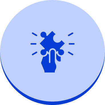 Hand holding puzzle piece icon.